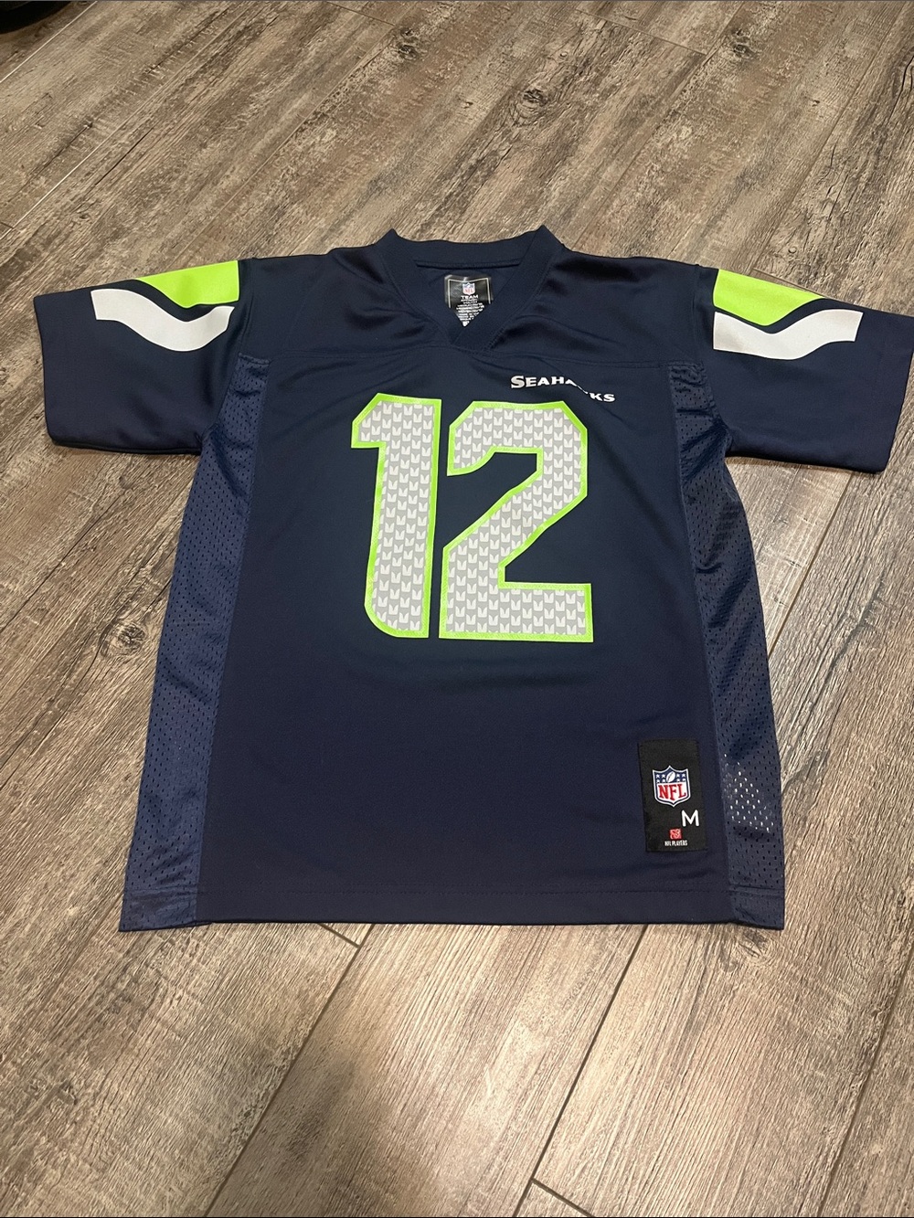 NFL Seattle Seahawks Youth Navy & Lime No.12 Football Jersey
